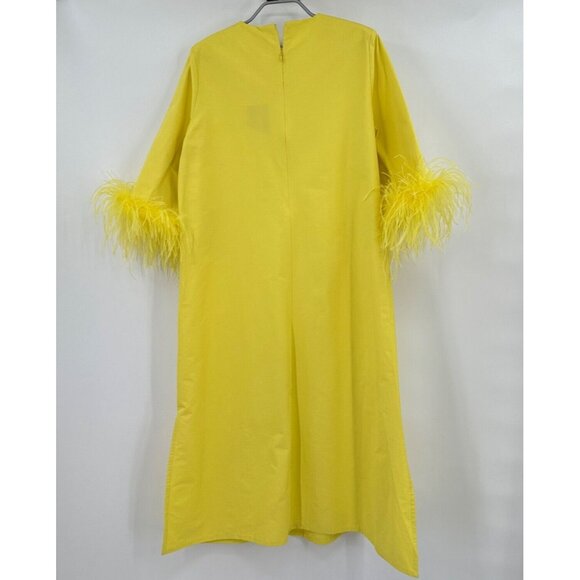 Tuckernuck Women's Citron Feather Jamie Midi Dress sz L Jacquard Yellow NWB - Picture 3 of 6